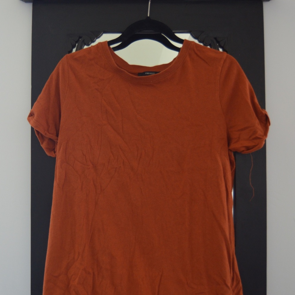 cute burnt orange t shirt dress
